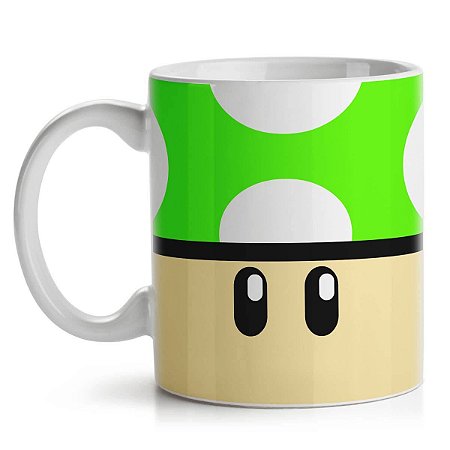 Caneca Gamer Cogumelo Verde 1 Up