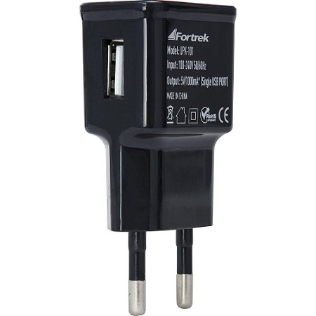 Carregador USB 1A UPK-101 Preto FORTREK