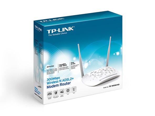 Modem + Roteador TP-Link TD-W8961N Wireless 300Mbps 4 portas 10/100Mbps 2 Antenas Fixas 5dBi
