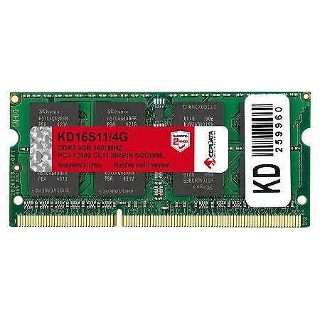 Memoria Notebook Keepdata 4GB DDR3 1600 Mhz KD16S11/4G