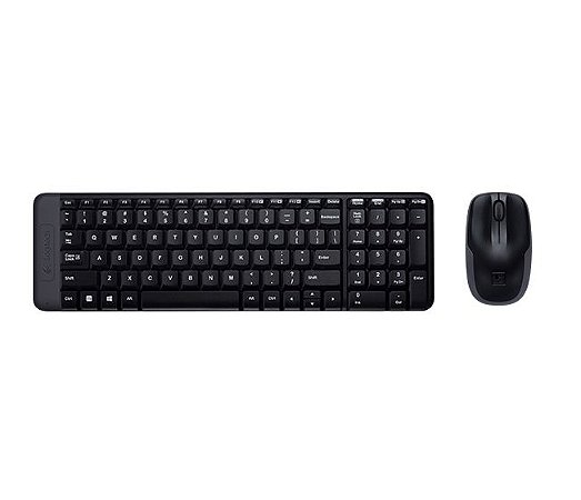 Kit Teclado e Mouse Logitech MK220 Wireless Preto