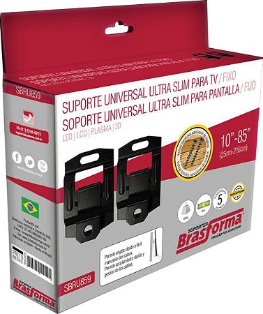 Suporte Universal Ultra Slim para Tv Fixo 10" A 85" - SBRU859