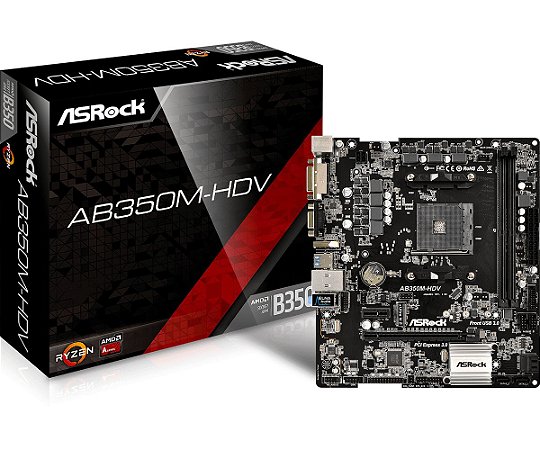 Placa Mãe Asrock (AM4) AB350M-HDV R3.0 VGA/DVI/HDMI