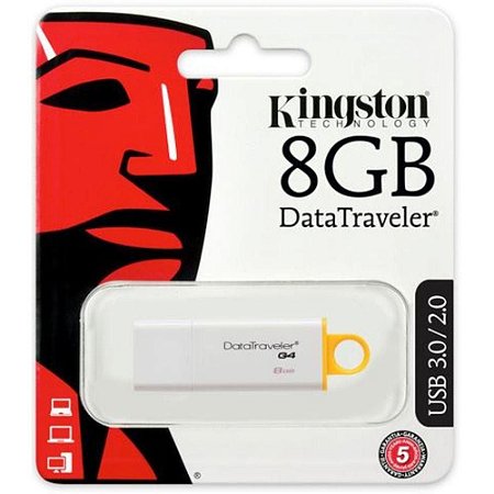 Pendrive Kingston DTIG4 8GB USB 3.0/2.0  Branco/Amarelo