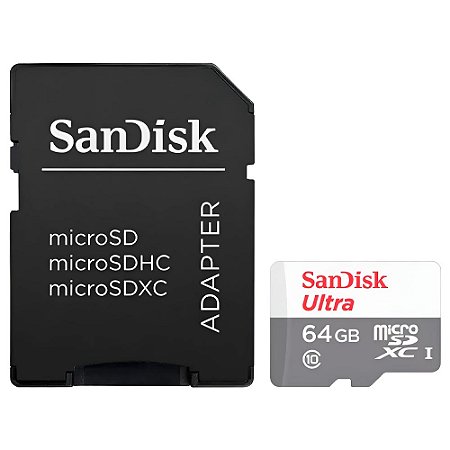 Cartão De Memória Micro Sd 64gb Classe 10 100mb/s SanDisk Ultra - SDSQUNR-064G-GN3MA