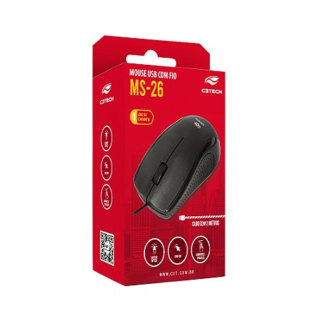 Mouse C3Tech MS-26BK Preto USB Cabo 195cm