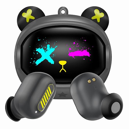 Fone Ouvido Bluetooth Gamer Onikuma T20 TWS Space Bear Preto