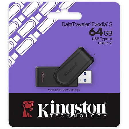 Pendrive 64gb USB 3.2 - Kingston Exodia S DTXS/64GB - Preto