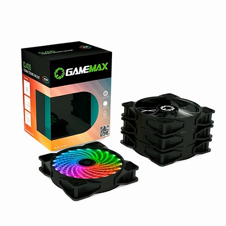 Kit Cooler Gabinete Gamemax CL400 4 Fan X 120x120x25mm RGB 21Leds C/Controle Remoto