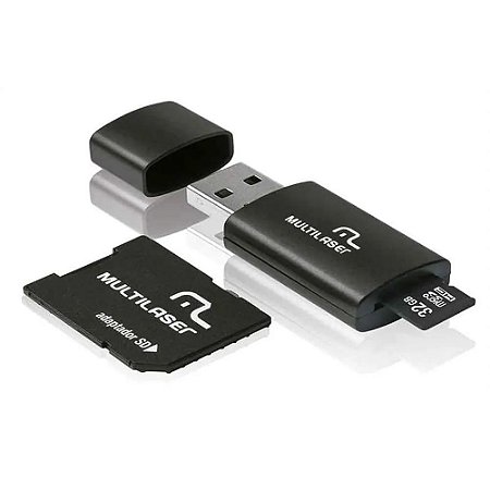 Cartão de Memória - 3 Em 1 32gb Micro Sd  + Adaptador + Leitor Usb - Multilaser