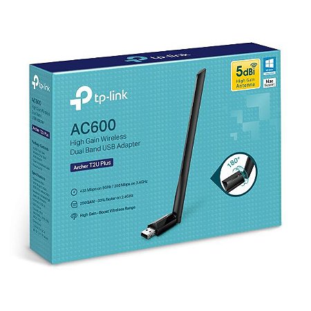 Adaptador wi-fi Usb Tp-link Archer T2U Plus AC600 2.4/5Ghz