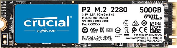 Hd SSD 500gb M.2 Nvme 2280 Crucial - CT500P2SSD8