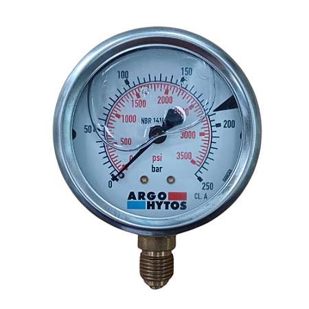 Manômetro Hidráulico Vertical DN 63 0~250 bar/MPa 1/4" BSP
