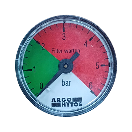 Manômetro Hidráulico para Filtro DG 200-06 - 0~6 bar - Faixa verde até 2 bar