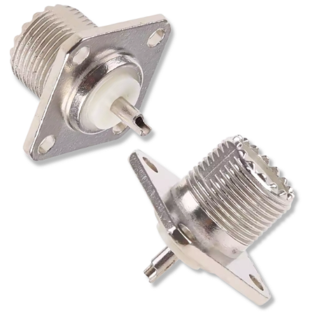 CONECTOR UHF FEMEA RETO COM BASE QUADRADA (FURO 3,50)