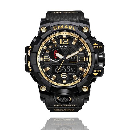 Relógio Masculino Militar Smael Esporte Anti-Shock 1545 Black Gold