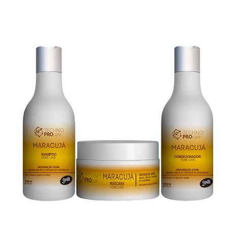 Kit tratamento capilar Techno Pro care Maracujá - 300ml