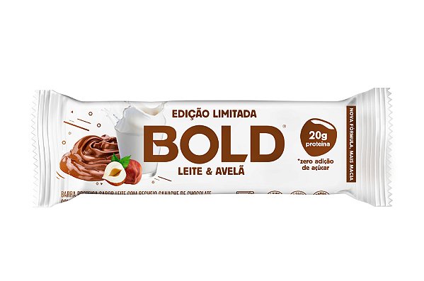 Barra de proteína sabor leite e avelã Bold 60g