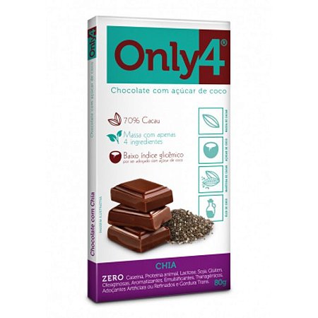 Chocolate 70% com chia Only4 Genevy 80g