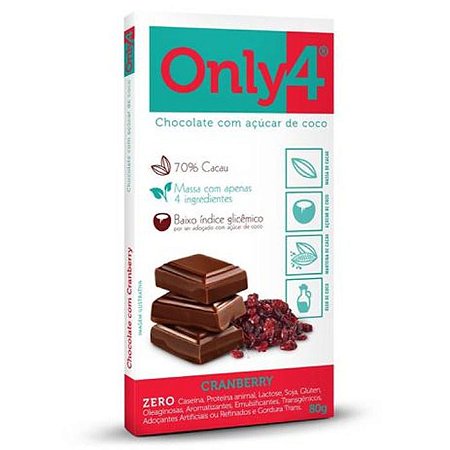 Chocolate 70% com cranberry Only4 Genevy 80g