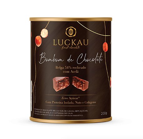 Lata chocolate belga com avelãs Luckau 200g