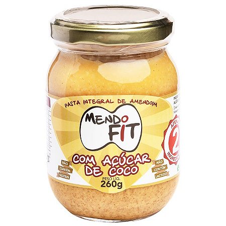 Pasta de amendoim com açúcar de coco Mendo Fit 260g - Enblu - Loja de  Produtos Naturais Online, Granel, Vitaminas, Suplementos e Alimentos  Diversos
