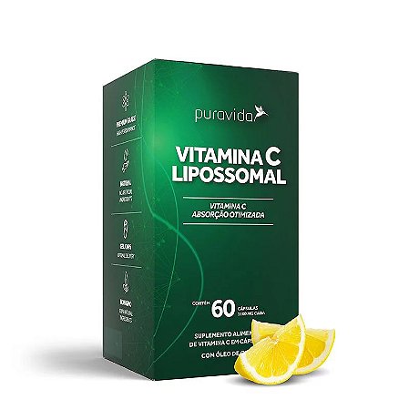 Vitamina C lipossomal Puravida 60 cápsulas 1100mg