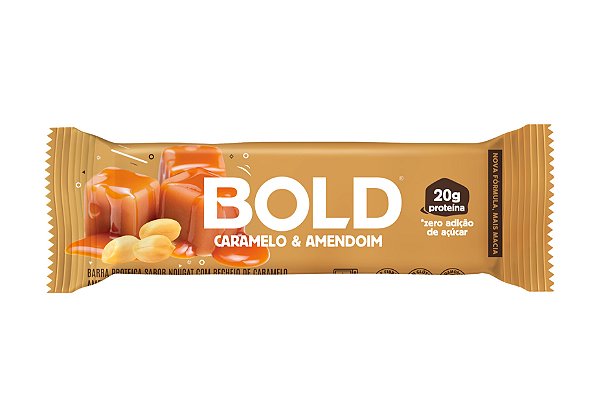 Barra de proteína sabor caramelo e amendoim Bold 60g