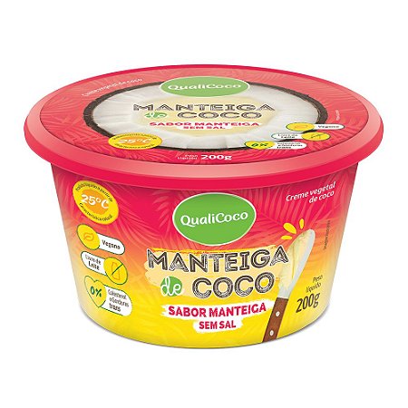 Manteiga de coco sabor manteiga sem sal Qualicoco 200g