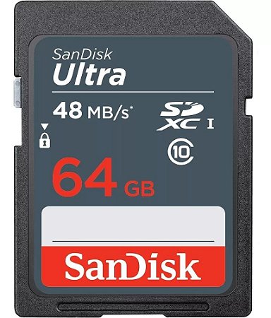 Cartão de Memória 64gb SDXC Ultra Sandisk 48Mb/s Câmera