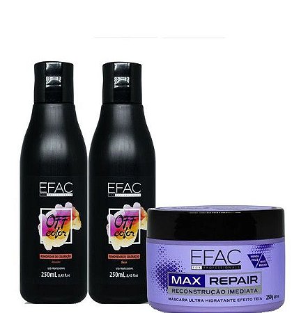 Efac Kit Off Color Removedor de Coloração 250ml + Máscara Max Repair 250g
