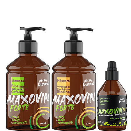Maxy Blend Kit Maxovin Forte Estimula o Crescimento Capilar 3 Itens