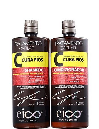 Eico Kit Cura Fios Shampoo e Condicionador Tratamento 2x1 litro