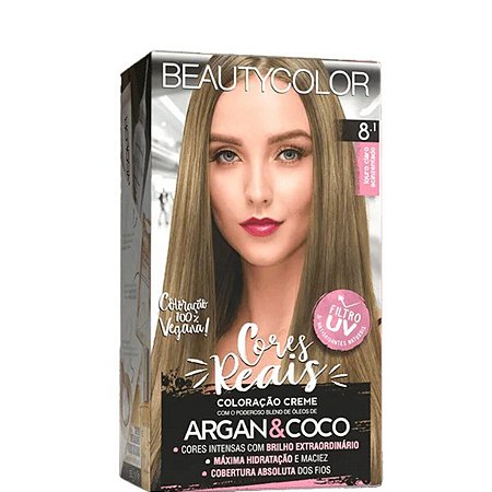 BeautyColor Coloração Permanente Kit Tinta 8.1 Louro Claro Acinzentado