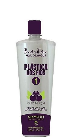 Brazilian Max Glamour Shampoo Plástica dos Fios Açai 1 Litro OUTLET