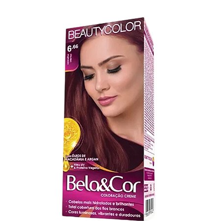 Tinta Beauty Color Kit Bela&Cor Coloração 6.66 Vermelho Intenso