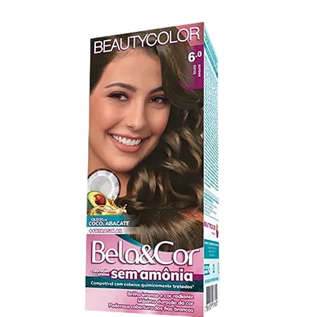 Coloração Beauty Color Kit Bela&Cor Sem Amônia 6.0 Louro Escuro