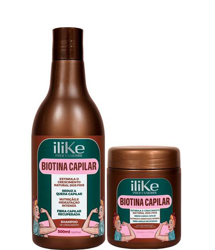 iLike Professional Biotina Capilar Shampoo 500ml e Máscara 250g