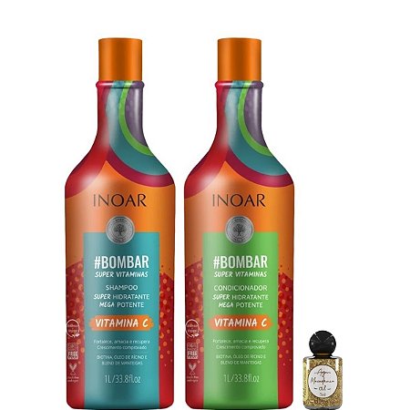 Inoar Bombar Kit Shampoo e Condicionador Vitamina C 2x1litro + Óleo