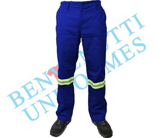 Calça brim 1/2 elástico com faixa refletiva -Azul Royal