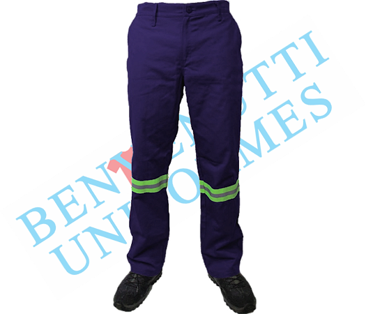 Calça brim 1/2 elástico com faixa refletiva -Azul Marinho