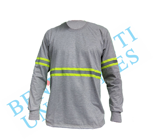 Camiseta Manga Longa com Faixa Refletiva - PV Cinza mescla