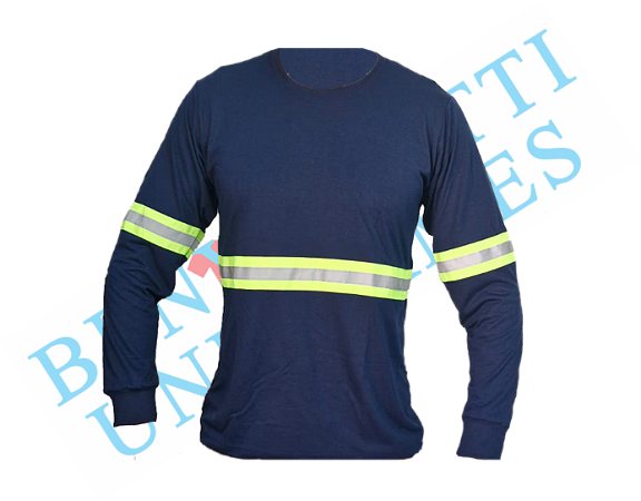 Camiseta Manga Longa com Faixa Refletiva - PV Azul Marinho