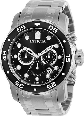 Relógio Invicta Pro Diver 0069 Cx 48mm Prateado Fundo Preto