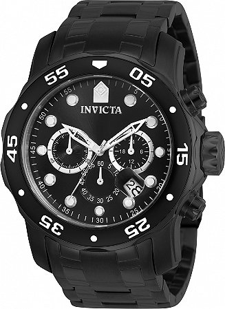 Relógio Masculino Invicta Pro Diver 0076 Cronógrafo Mostrador Preto