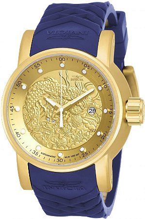 Relógio INVICTA 18215 S1 Rally Yakuza Automático Banhado a Ouro 18k Azul