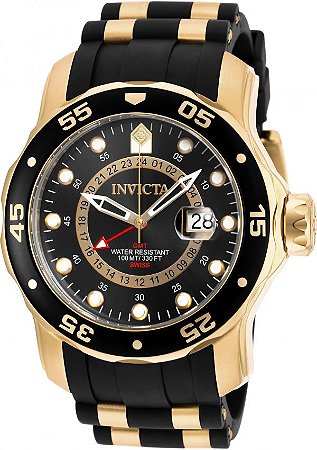 Relógio INVICTA 6991 Pro Diver 47 mm Banhado a Ouro 18k GMT Suíço