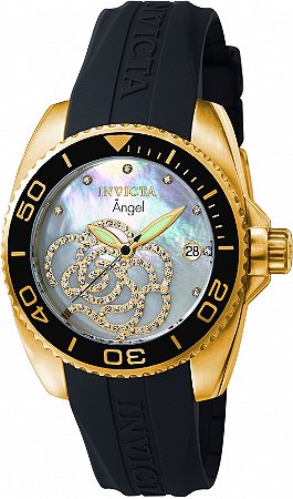 Relógio Feminino Invicta Angel 0489 Quartzo 38mm Dourado Madre Pérola