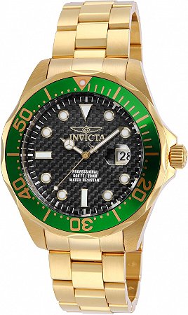 Relógio Invicta Pro Diver 14358 Quartzo 47mm Dourado Bisel Verde