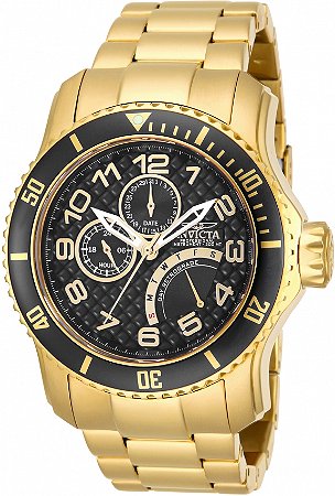 Relógio Invicta Pro Diver 15341 Quartzo 49mm  Dourado Fundo Preto
